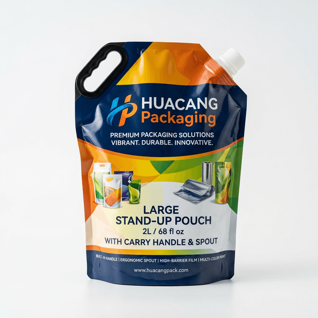With Handle Spout Pouch flexible packaging product by HUACANG Packaging